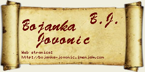 Bojanka Jovonić vizit kartica